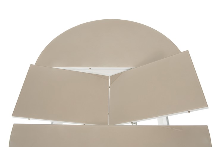 Обеденный раздвижной стол Ривьера исп. круг хром №5 (стекло белое/черный) в Туле - изображение 4