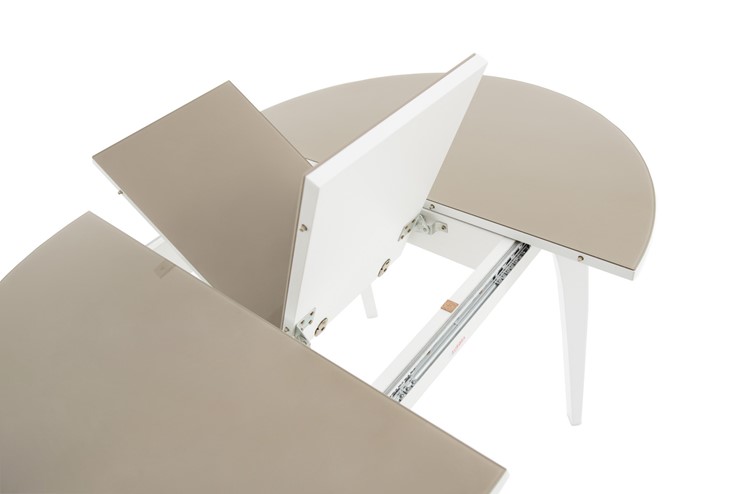 Обеденный раздвижной стол Ривьера исп. круг хром №5 (стекло белое/черный) в Туле - изображение 5