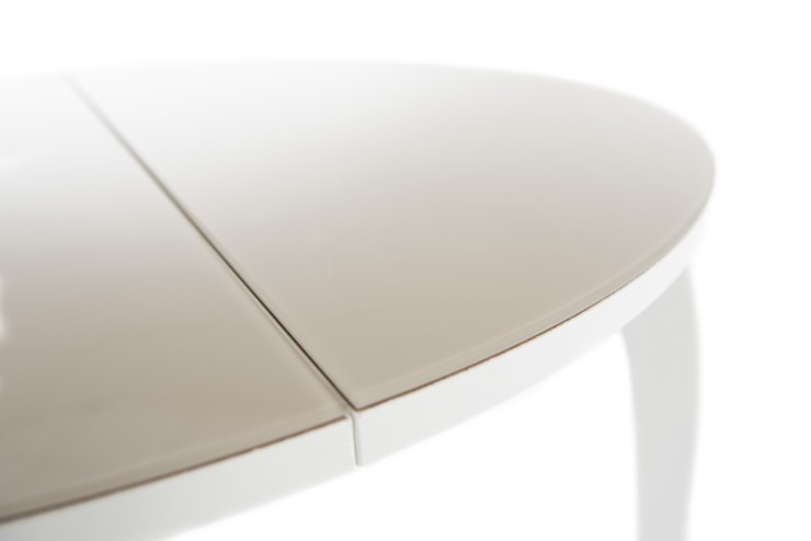 Обеденный раздвижной стол Ривьера исп. круг хром №5 (стекло белое/черный) в Туле - изображение 6