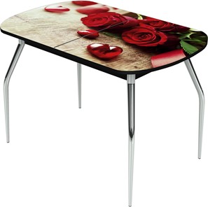 Кухонный стол раскладной Ривьера исп.1 ноги метал. крашеные №24 Фотопечать (Цветы №33) в Туле