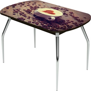 Кухонный раздвижной стол Ривьера исп.1 ноги метал. крашеные №24 Фотопечать (Кофе №20) в Туле