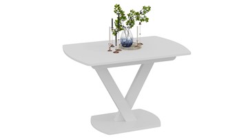 Обеденный раздвижной стол Салерно тип 1 (Белый муар/Стекло матовое белое) в Туле