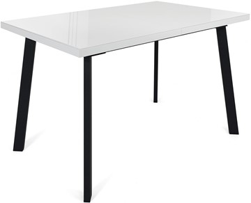Кухонный стол раздвижной Сальвадор-2G (ноги черные, стекло cristal/белый цемент) в Туле