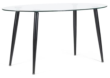 Стол на кухню KASSEL (mod. DT333) металл/закаленное стекло (10 мм), 150х90х75см, черный в Туле