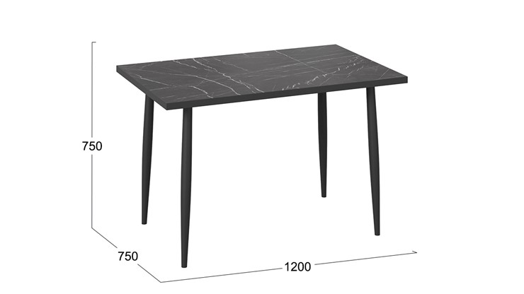 Стол на кухню Невада ДП1-02-08 (Черный мрамор/Черный матовый) в Туле - изображение 3