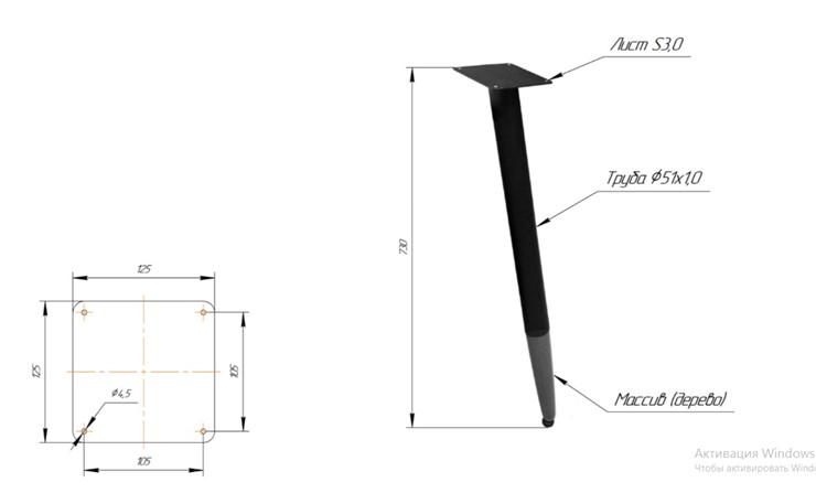 Кухонный стол SHT-TU12 (3 шт.)/ТT8 60/60 (черный/темный орех/прозрачный лак/коричневая сепия) в Туле - изображение 1