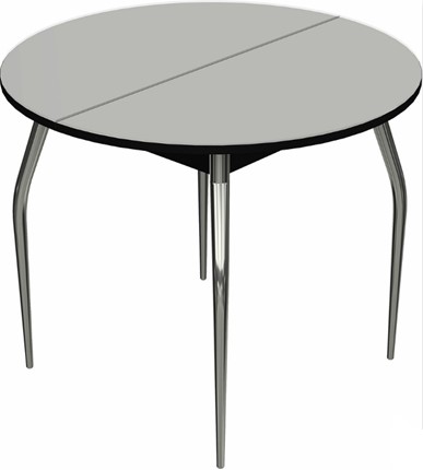 Обеденный раздвижной стол Ривьера исп. круг хром №5 (стекло белое/черный) в Туле - изображение