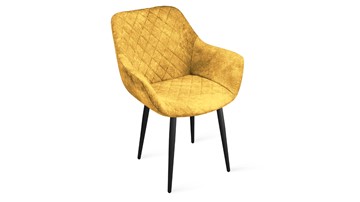 Кухонный стул Дастин К1С (Черный муар/Микровелюр Wellmart Yellow) в Туле