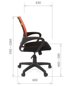 Кресло компьютерное CHAIRMAN 696 black Сетчатый акрил DW66 оранжевый в Туле - предосмотр 2