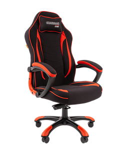 Кресло игровое CHAIRMAN GAME 28 Полиэстер комбинированная ткань красный/черный в Туле
