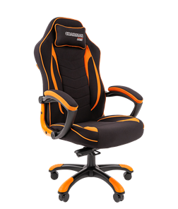 Кресло игровое CHAIRMAN GAME 28 Полиэстер комбинированная ткань оранжевый/черный в Туле