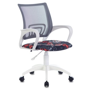 Кресло офисное Brabix Fly MG-396W (с подлокотниками, пластик белый, сетка, серое с рисунком "Graffity") 532404 в Туле