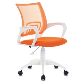 Компьютерное кресло Brabix Fly MG-396W (с подлокотниками, пластик белый, сетка, оранжевое) 532401 в Туле