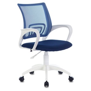Кресло офисное Brabix Fly MG-396W (с подлокотниками, пластик белый, сетка, темно-синее) 532399 в Туле
