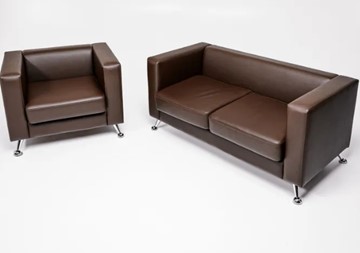 Комплект мебели Альбиони коричневый кожзам  диван 2Д + кресло в Туле