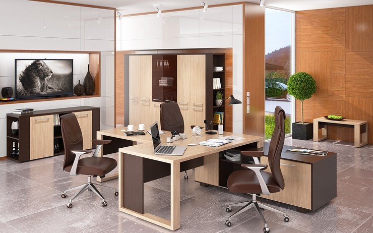 Кабинет руководителя ALTO с высоким шкафом для одежды, низким для документов и журнальным столиком в Туле - изображение 5