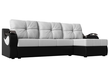 Угловой диван Меркурий, Белый/черный (экокожа) в Туле