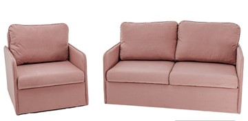 Комплект мебели Амира розовый диван + кресло в Туле