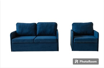 Комплект мебели Амира синий диван + кресло в Туле