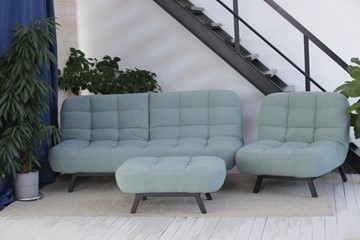 Комплект мебели Абри цвет мята кресло + диван + пуф опора металл в Туле