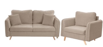 Комплект мебели Бертон бежевый диван+ кресло в Туле