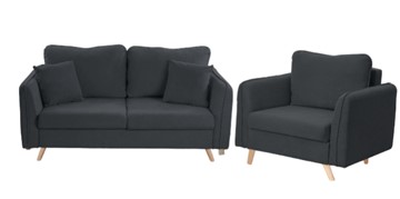 Комплект мебели Бертон графит диван+ кресло в Туле