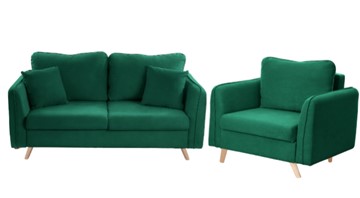 Комплект мебели Бертон изумрудный диван+ кресло в Туле