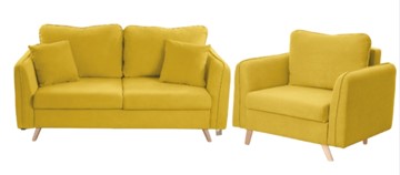 Комплект мебели Бертон желтый диван+ кресло в Туле