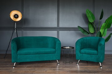 Комплект мебели Брамс  цвет изумрудный диван 2Д + кресло в Туле