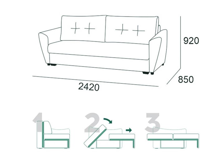 Прямой диван Мальта 1 К БД в Туле - изображение 5