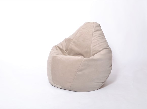 Кресло-мешок Груша среднее, велюр однотон, бежевое в Туле - изображение