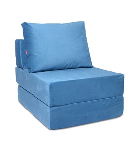 Бескаркасное кресло-кровать Окта, велюр синий в Туле