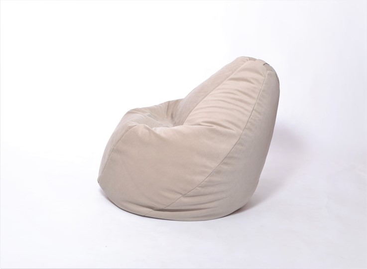 Кресло-мешок Груша среднее, велюр однотон, бежевое в Туле - изображение 2