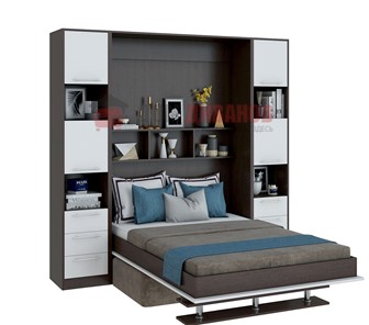 Кровать-шкаф с диваном Бела 1, с полкой ножкой, 1600х2000, венге/белый в Туле