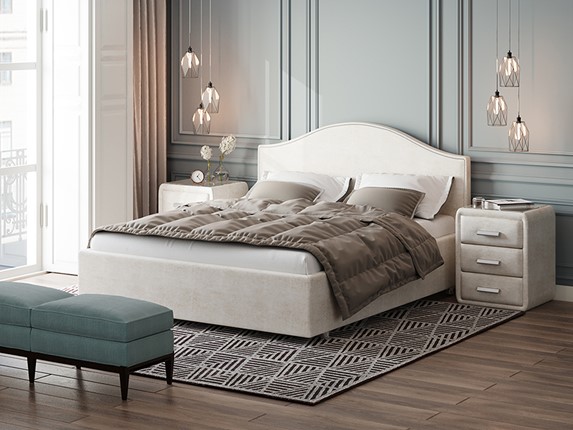 Кровать 2-спальная Classic 160х200, Велюр (Лофти Лён) в Туле - изображение