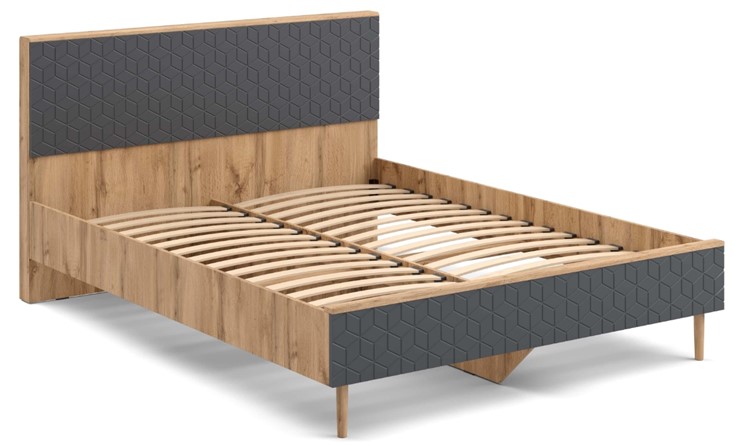 Кровать двуспальная Денвер, 1600 с основанием (Дуб Вотан/Графит) в Туле - изображение 1