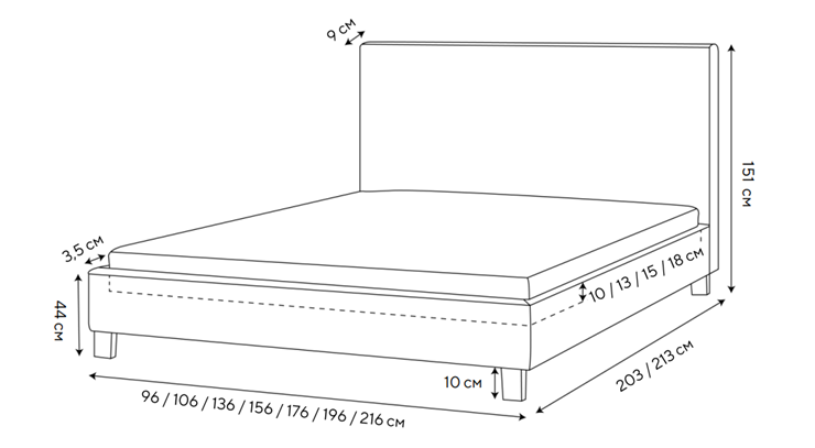 Кровать в спальню Rhomby 160х200, Рогожка (Тетра Бежевый) в Туле - изображение 1