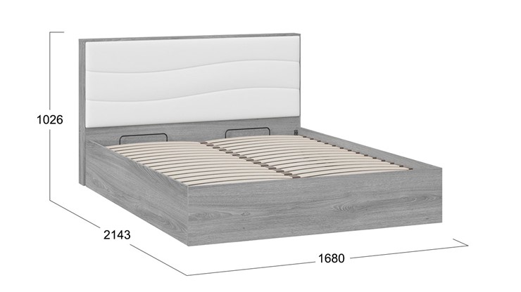 Кровать с механизмом двуспальная Миранда тип 1 (Дуб Гамильтон/Белый глянец) в Туле - изображение 1