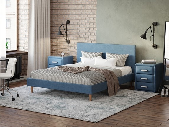 Кровать в спальню Claro 160х200, Рогожка (Тетра Голубой) в Туле - изображение