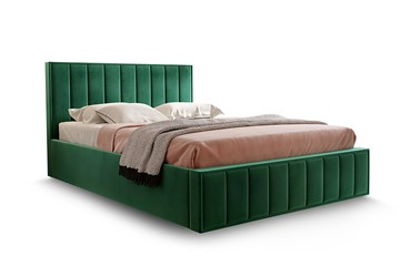Кровать с основанием Вена 1400, Велюр Мора зеленый в Туле