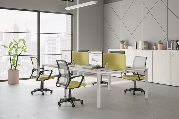 Офисный комплект мебели Комфорт КФ (белый премиум) на белом металокаркасе в Туле - изображение