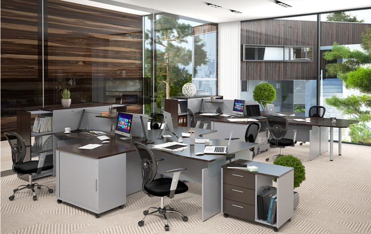 Набор мебели в офис OFFIX-NEW для двух сотрудников и руководителя в Туле - изображение 1