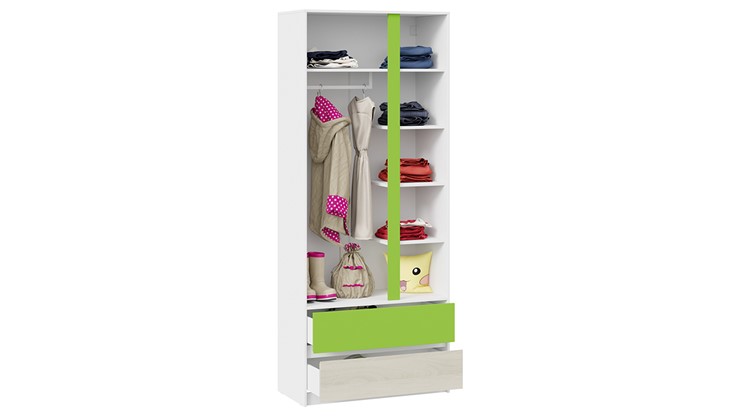Распашной детский шкаф Сканди СМ-386.07.26-26 (Дуб Гарден, Белая, Зеленый) в Туле - изображение 1