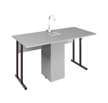 Стол ученический 2-местный для кабинета химии Стандарт 5, Пластик Серый/Коричневый в Туле - изображение