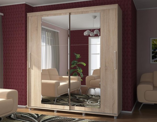 Шкаф 2-х створчатый Комфорт №12 2.0 с прямоугольными зеркалами в Туле - изображение