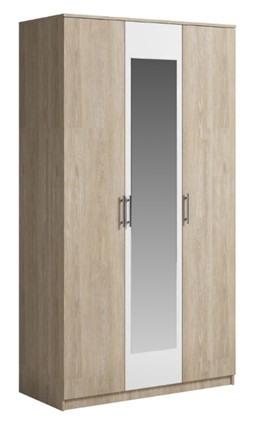 Шкаф 3 двери Светлана, с зеркалом, белый/дуб сонома в Туле - изображение