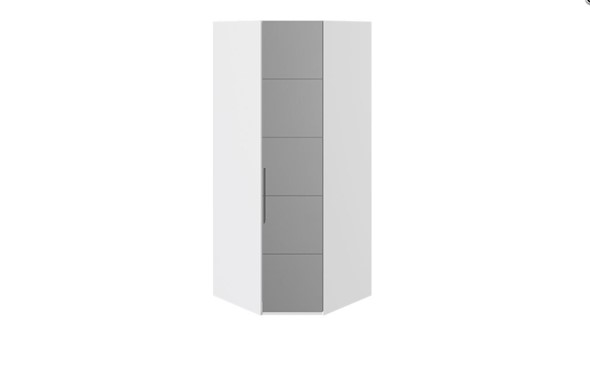 Распашной угловой шкаф Наоми с зеркальной правой дверью, цвет Белый глянец СМ-208.07.07 R в Туле - изображение