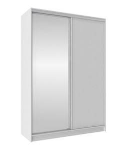 Шкаф 2-х дверный 1600 Домашний Зеркало/ЛДСП, Белый в Туле
