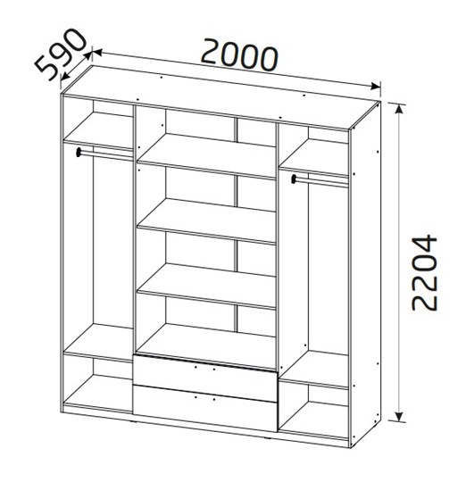 Шкаф 4-х дверный Вега с 2 ящиками в Туле - изображение 1