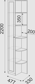 Угловой шкаф-стеллаж Беатрис М13 левый (Орех Гепланкт) в Туле - предосмотр 3
